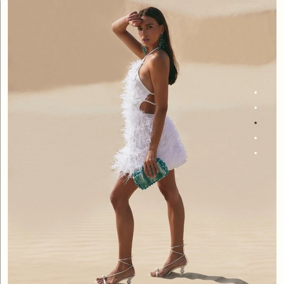 Cult Gaia Valé Ostrich Feather Halter Mini Dress - Picture 5 of 17